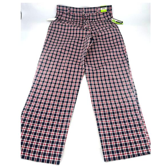 Izod Golf Pants Mens Size 32/30 Red Blue Plaid Cool Preppy Athletic Sports New - Picture 1 of 6